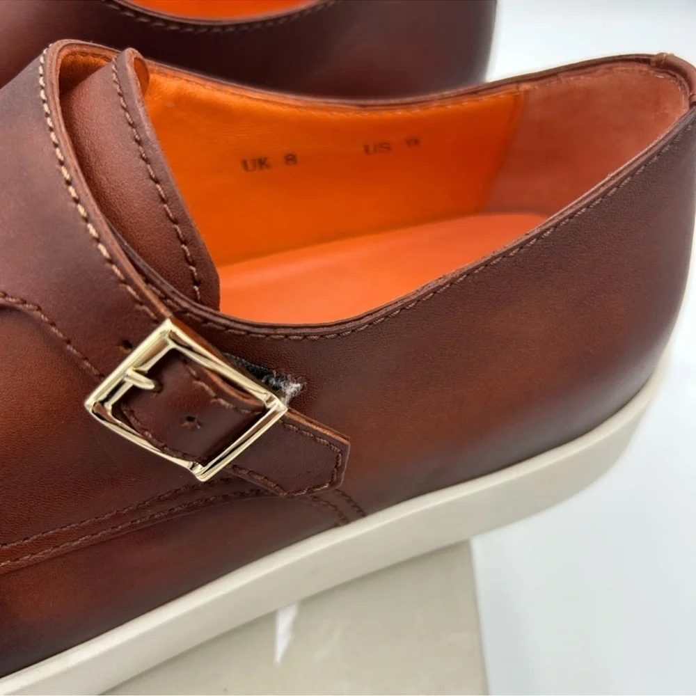 Men’s Santoni bankable double monk strap shoes size 9 US made in Italy